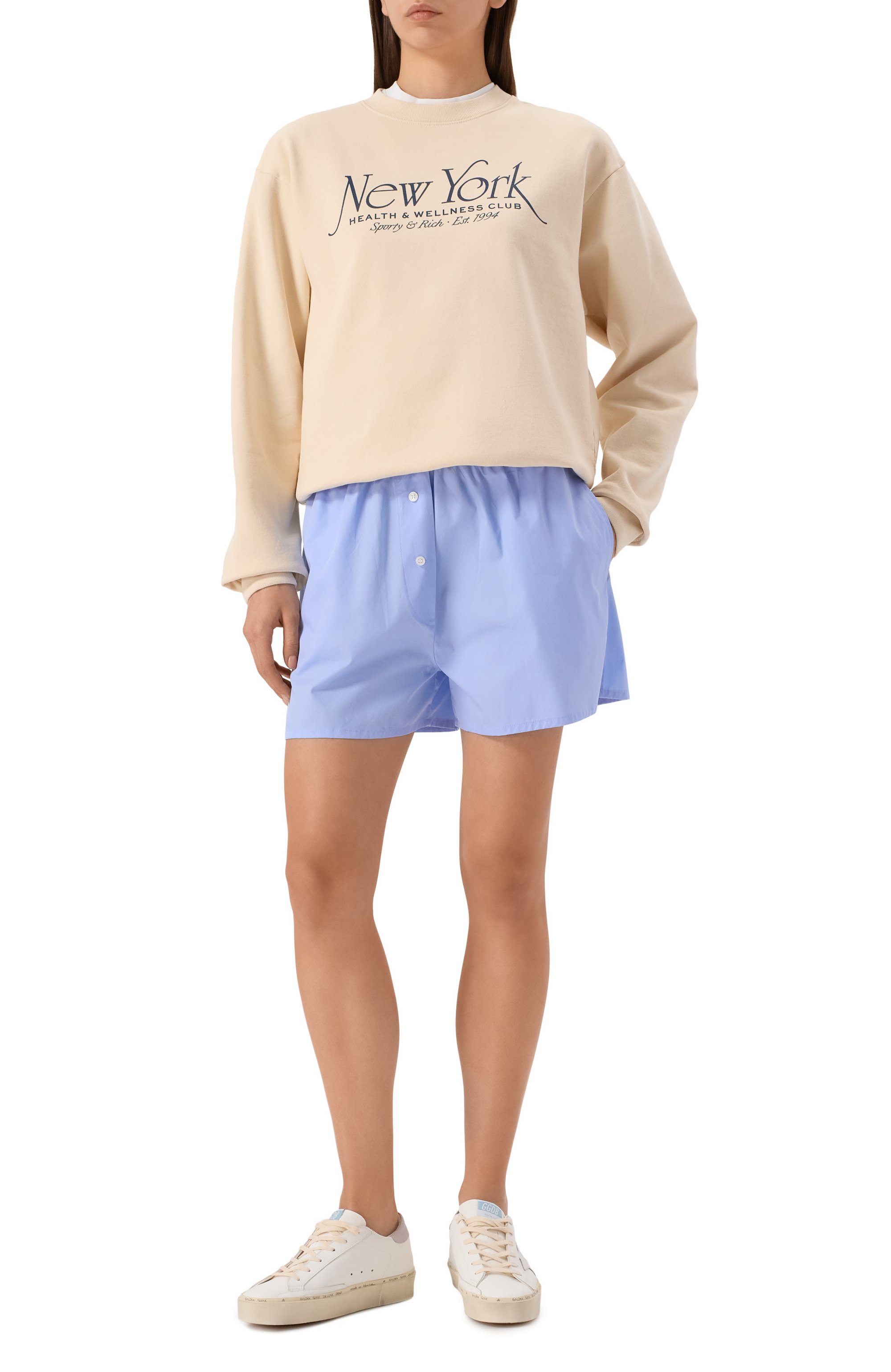 Хлопковые шорты HINNOMINATE голубого цвета по цене 8360 руб., арт. HMABW01710, фото 2 Хлопковые шорты HINNOMINATE, арт. HMABW01710, фото 2