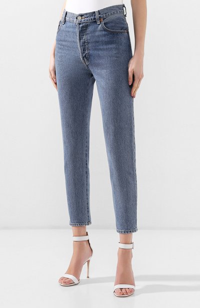 Джинсы прямого кроя VETEMENTS синего цвета по цене 119500 руб., арт. WSS193001, фото 3 Джинсы прямого кроя VETEMENTS, арт. WSS193001, фото 3