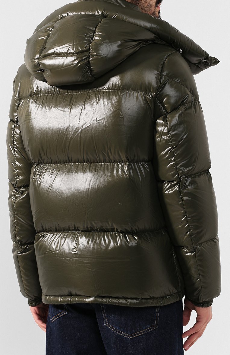 Мужская пуховик montbeliard MONCLER хаки цвета, арт. E2-091-41803-05-68950 | Фото 4 (Материал подклада: Синтетический материал; Мужское Кросс-КТ: Пуховик-верхняя одежда, Верхняя одежда, пуховик-короткий; Статус проверки: Проверено; Материал внешний: Синтетический материал; Рукава: Длинные; Длина (верхняя одежда): Короткие; Материал утеплителя: Пух и перо; Драгоценные камни: Проставлено; Материал сплава: Проставлено, Проверено; Стили: Милитари; Кросс-КТ: Куртка)