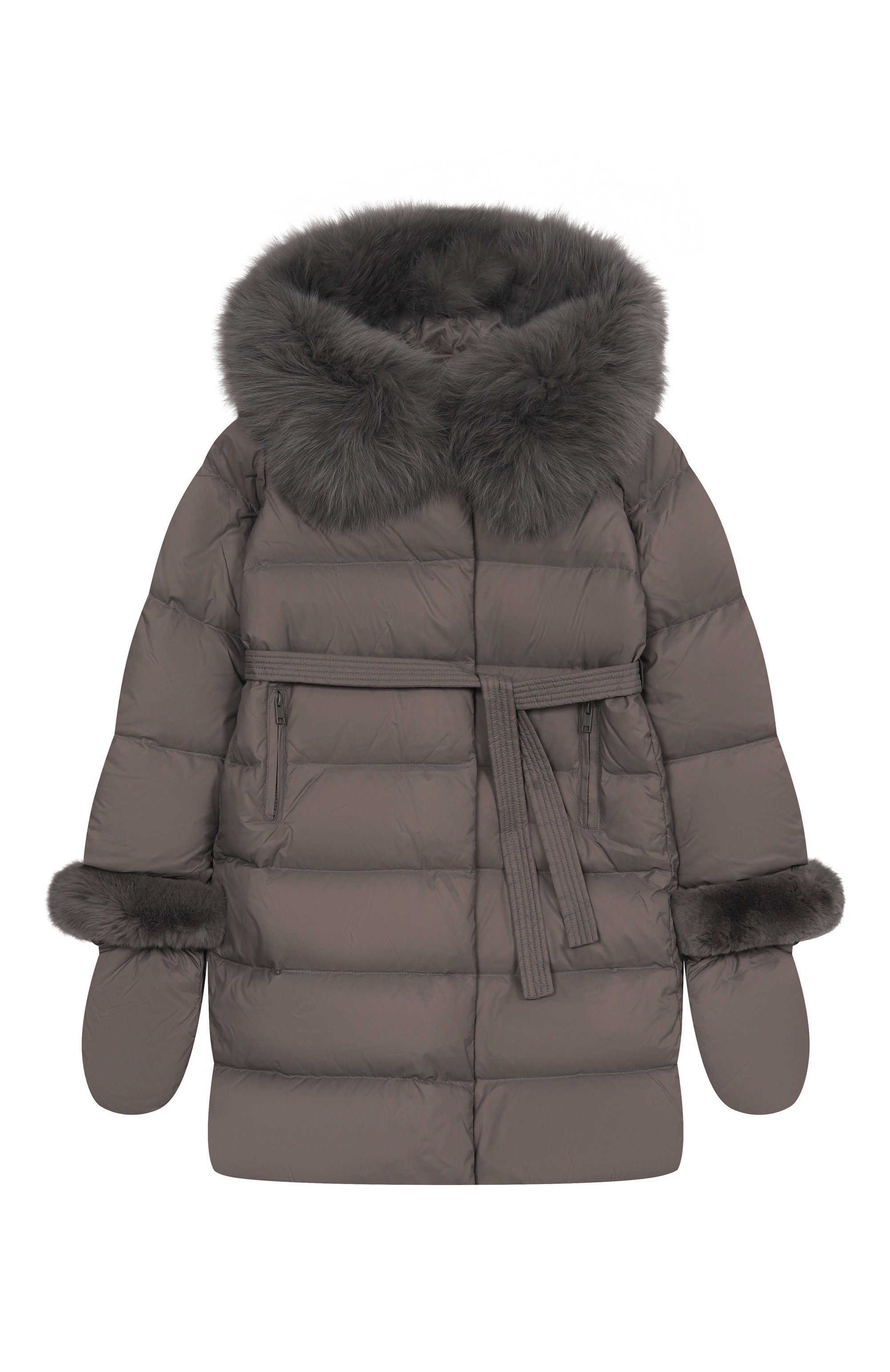 Пуховое пальто с отделкой из лисы YVES SALOMON ENFANT, арт. 25WEM920XXD0XW/8A-10A, фото 1