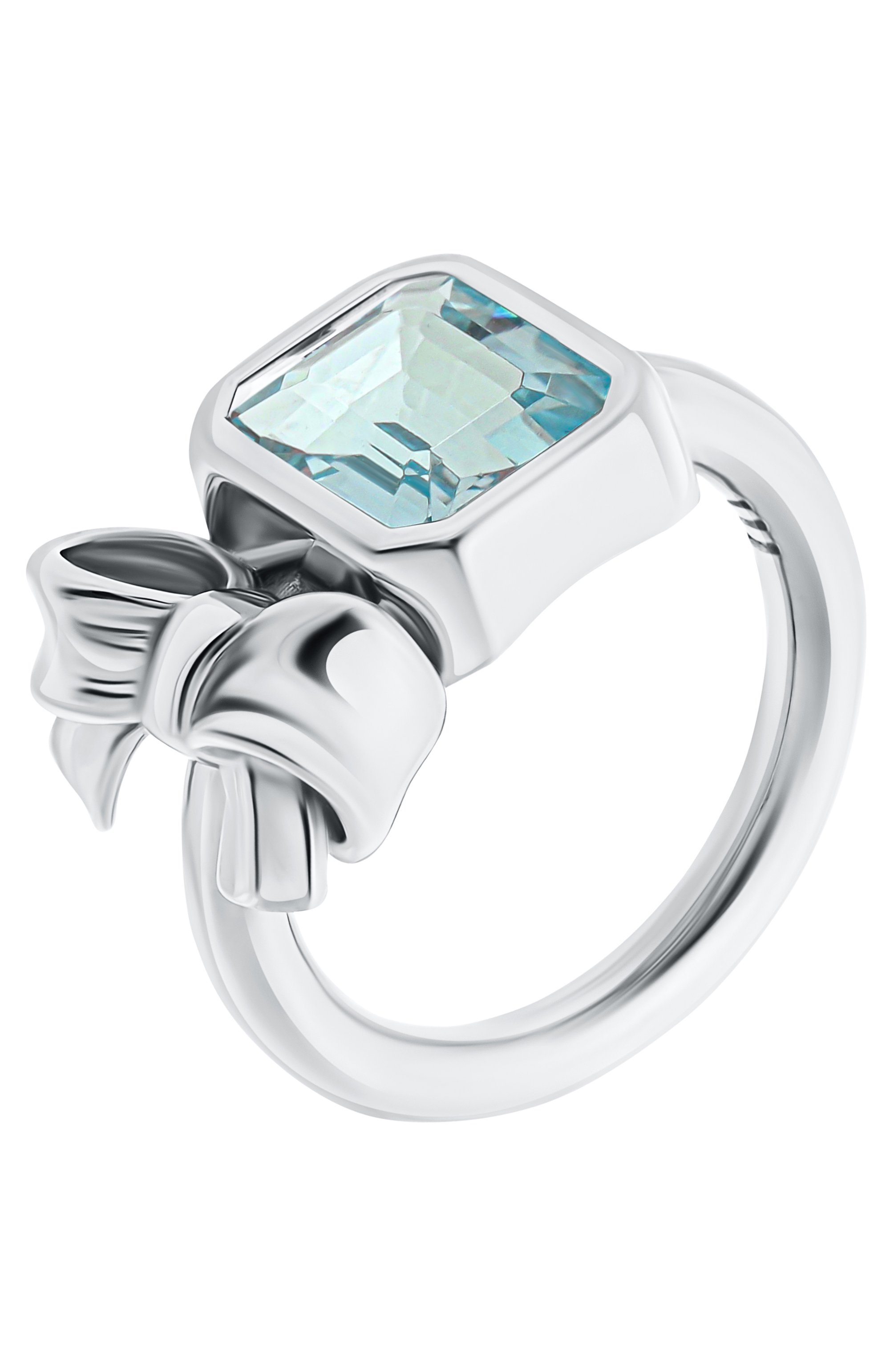 Кольцо с бантом и топазом MOONKA голубого цвета по цене 29000 руб., арт. BW-925SL-RG00-TPZ, фото 3 Кольцо с бантом и топазом MOONKA, арт. BW-925SL-RG00-TPZ, фото 3