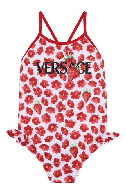 Детского слитный купальник VERSACE красного цвета, арт. 1018709/1A13286 | Фото 1 (Нос: Не проставлено; Материал сплава: Проставлено)