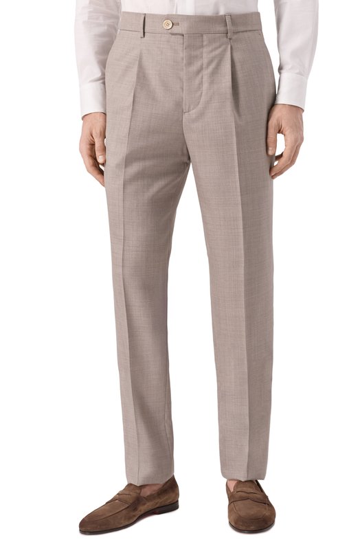 Шерстяные брюки Brunello Cucinelli MB407E1450 Бежевый  MB407E1450 Фото 3