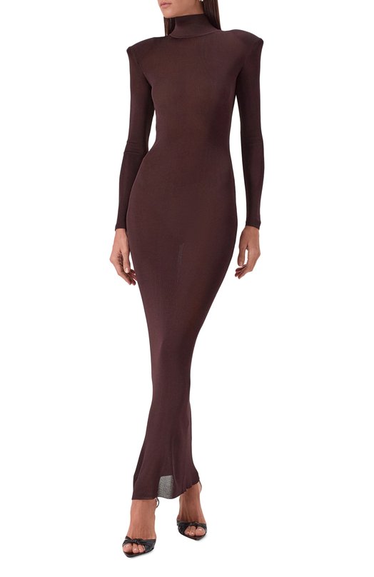 Платье из вискозы self-portrait SS25945XBR Коричневый  SS25945XBR Фото 3