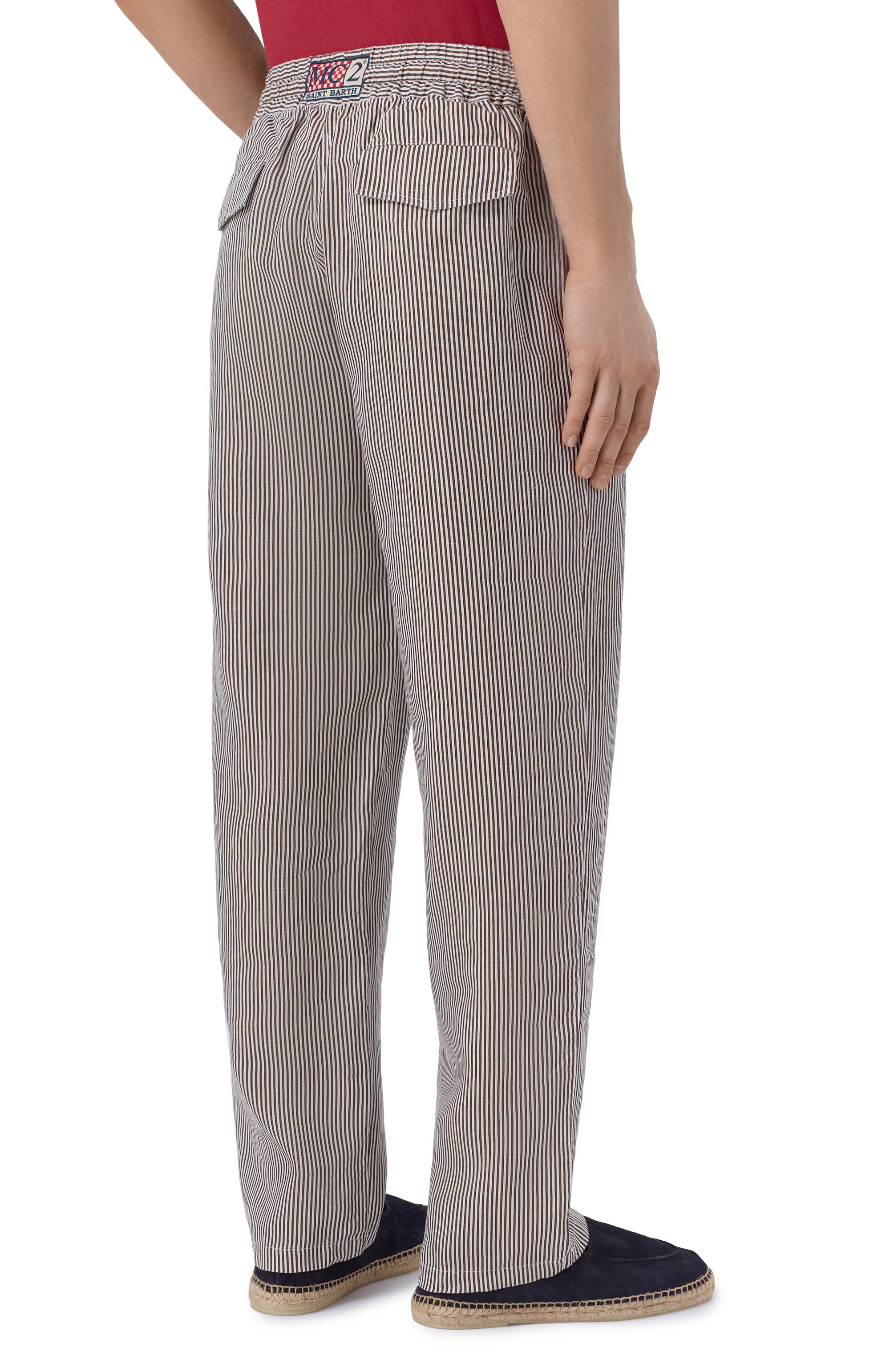 Льняные брюки MC2 SAINT BARTH коричневого цвета по цене 27250 руб., арт. CAA0001-07615L/CALAIS, фото 4 Льняные брюки MC2 SAINT BARTH, арт. CAA0001-07615L/CALAIS, фото 4