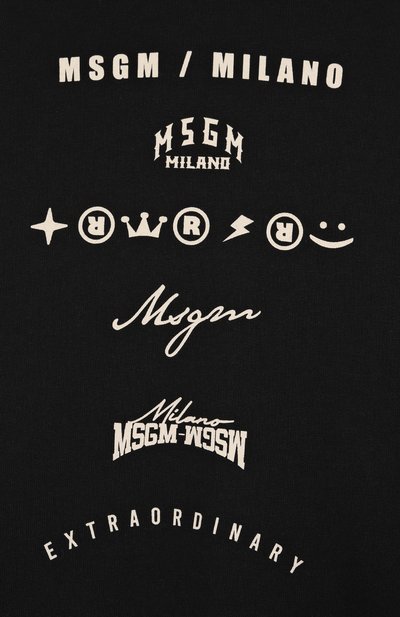 Хлопковое худи MSGM KIDS черного цвета по цене 13800 руб., арт. F5MSJBHS232, фото 3 Хлопковое худи MSGM KIDS, арт. F5MSJBHS232, фото 3