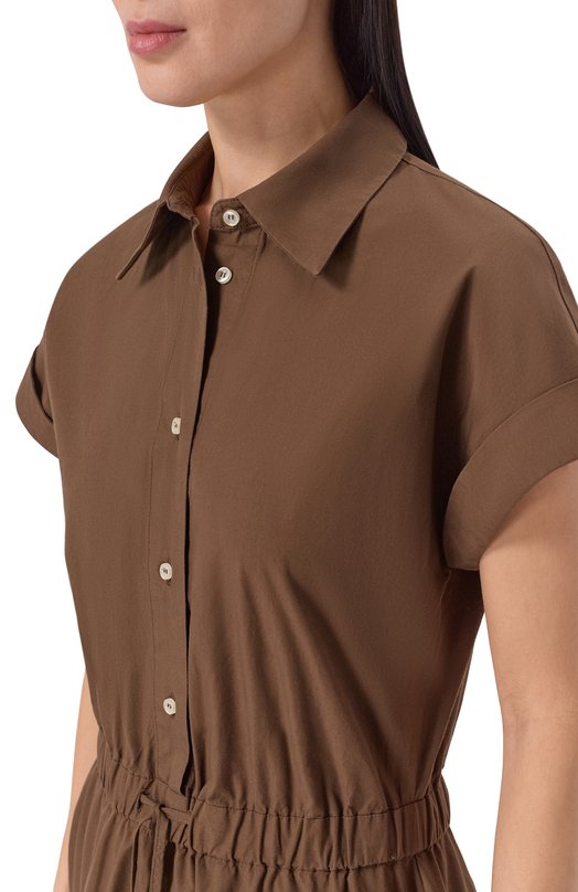 Хлопковое платье Officine Generale S26WDRS102 Коричневый  S26WDRS102 Фото 4