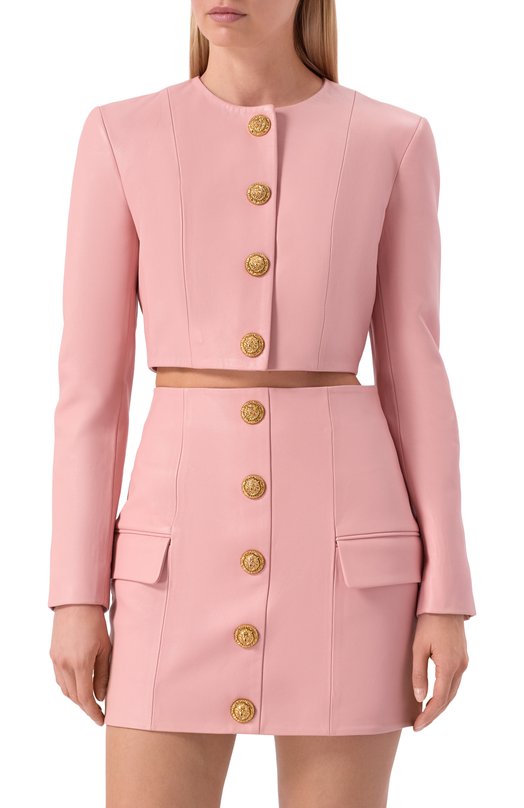 Кожаный жакет Balmain GF1SD252/LE04 Розовый  GF1SD252/LE04 Фото 3