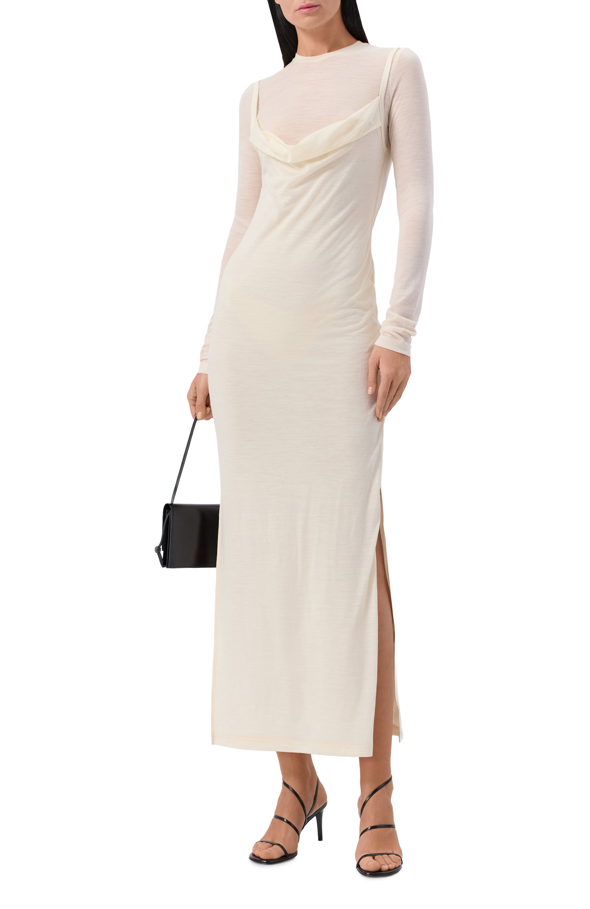 Шерстяное платье NANUSHKA кремового цвета по цене 83000 руб., арт. LIN0RA, фото 2 Шерстяное платье NANUSHKA, арт. LIN0RA, фото 2