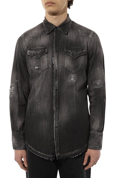 Джинсовая рубашка DSQUARED2 черного цвета по цене 61750 руб., арт. S71DM0620/S30826, фото 3 Джинсовая рубашка DSQUARED2, арт. S71DM0620/S30826, фото 3