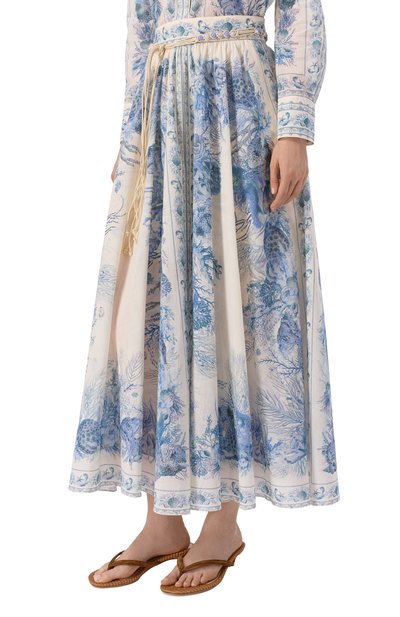 Хлопковая юбка ZIMMERMANN голубого цвета по цене 152500 руб., арт. 5851SRS262, фото 3 Хлопковая юбка ZIMMERMANN, арт. 5851SRS262, фото 3