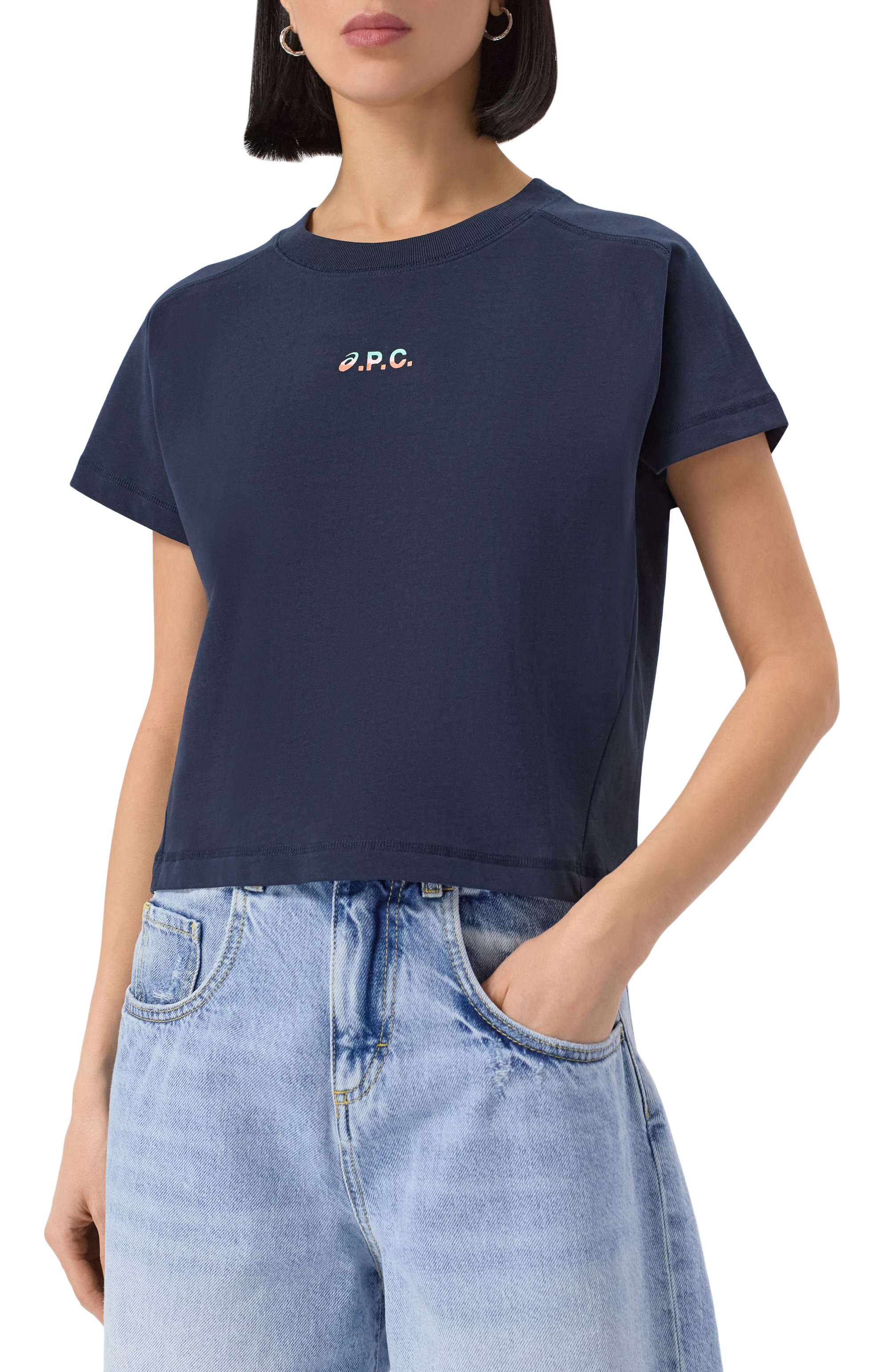 Хлопковая футболка a.p.c. x asics A.P.C., арт. C0EAV-F26454, фото 3