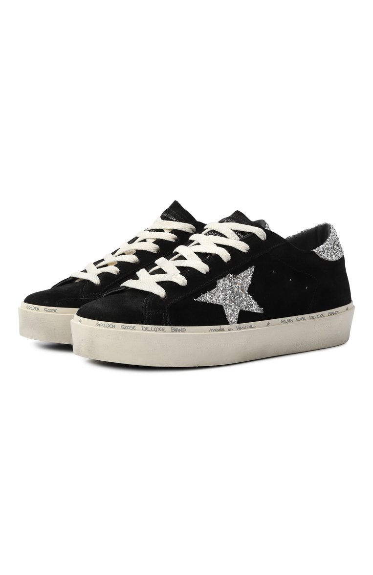 Женские замшевые кеды hi star GOLDEN GOOSE DELUXE BRAND черного цвета, арт. GWF00118.F006389 | Ф�ото 1 (Подошва: Платформа; Материал внутренний: Текстиль; Материал внешний: Натуральная кожа, Замша; Стили: Кэжуэл; Материал утеплителя: Без утеплителя; Кросс-КТ: Низкие)
