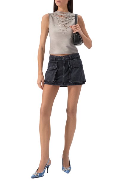 Топ DIESEL серого цвета по цене 33650 руб., арт. A18923/0PLAI, фото 2 Топ DIESEL, арт. A18923/0PLAI, фото 2