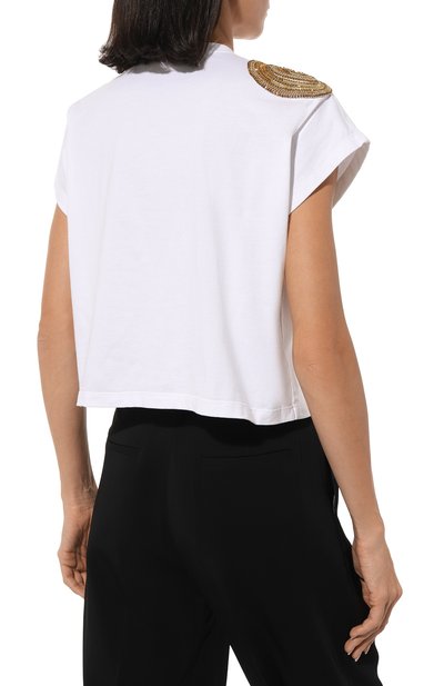 Хлопковая футболка BALMAIN белого цвета по цене 162500 руб., арт. AF0EE030PB84, фото 4 Хлопковая футболка BALMAIN, арт. AF0EE030PB84, фото 4