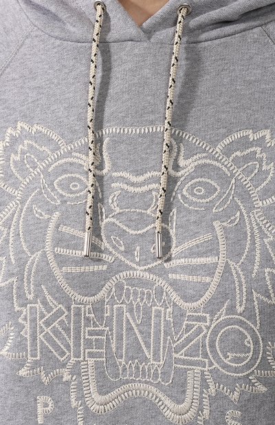 Хлопковое худи KENZO светло-серого цвета по цене 32400 руб., арт. F962SW8644X5, фото 5 Хлопковое худи KENZO, арт. F962SW8644X5, фото 5