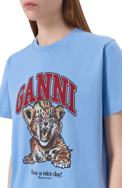 Хлопковая футболка GANNI, арт. T4007, фото 5