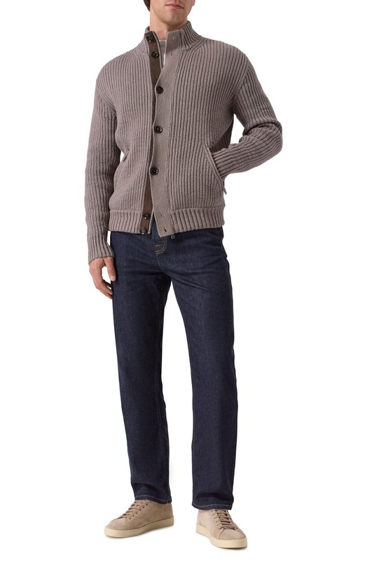 Хлопковый кардиган Brioni UMIF0L-PAK10 Бежевый  UMIF0L-PAK10 Фото 2