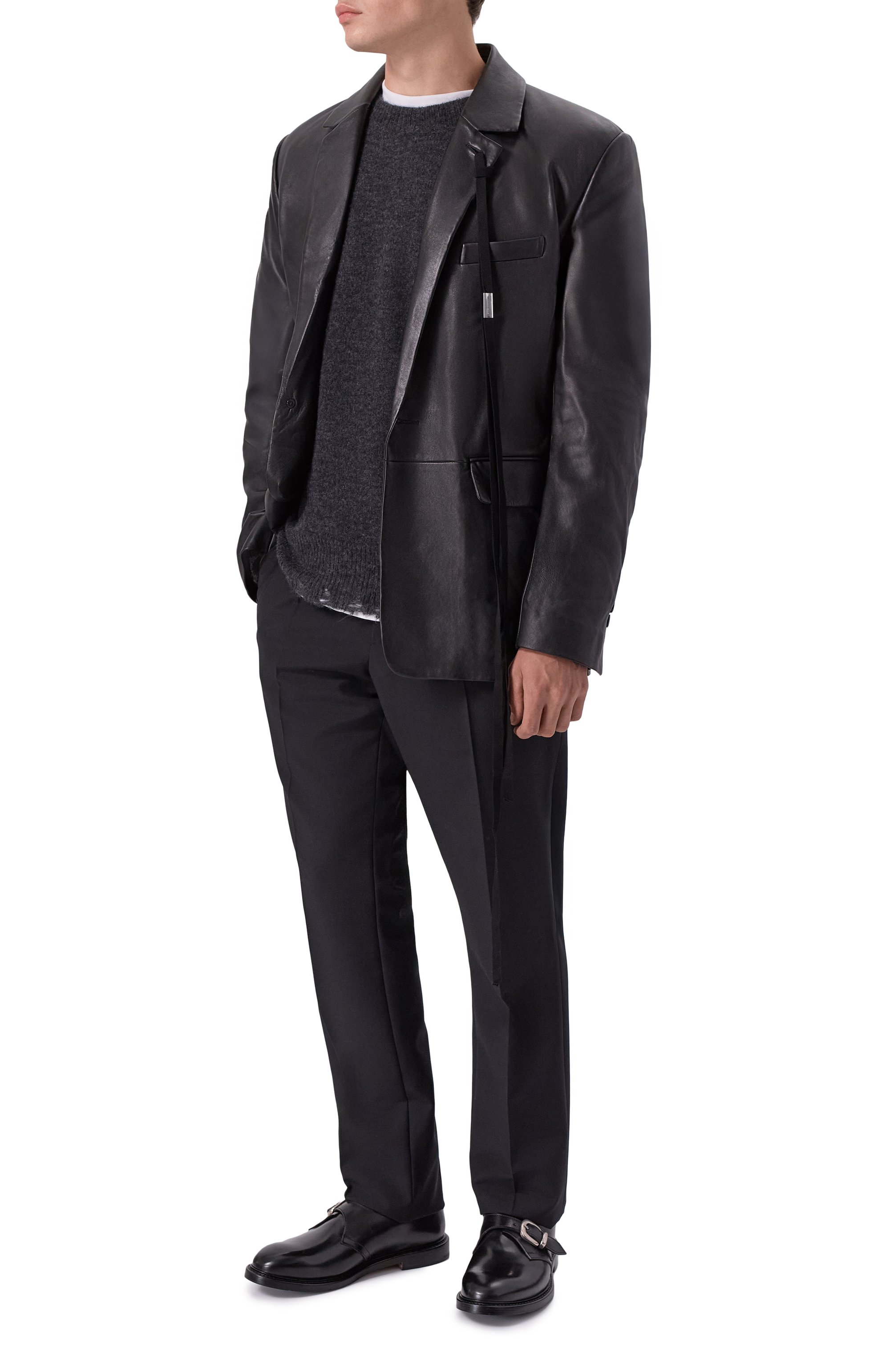 Кожаный пиджак ANN DEMEULEMEESTER, арт. B0012054/LT038, фото 2