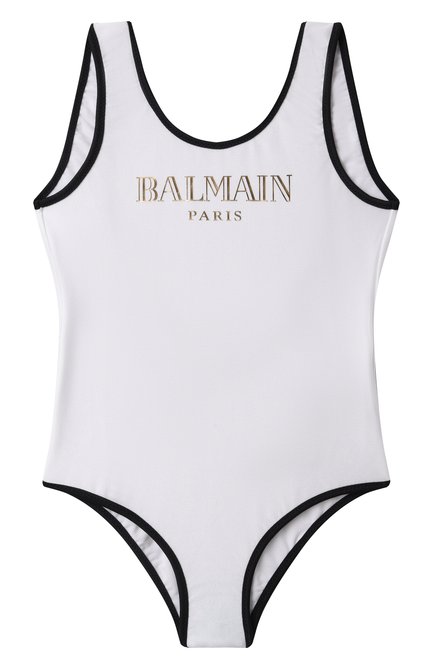 Детского слитный купальник BALMAIN белого цвета, арт. BWCA3D | Фото 1 (Нос: Не проставлено; Материал сплава: Проставлено)