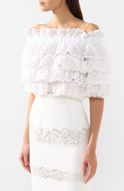 Кружевной топ DOLCE & GABBANA белого цвета по цене 125500 руб., арт. F73E6Z/GDM12, фото 3 Кружевной топ DOLCE & GABBANA, арт. F73E6Z/GDM12, фото 3