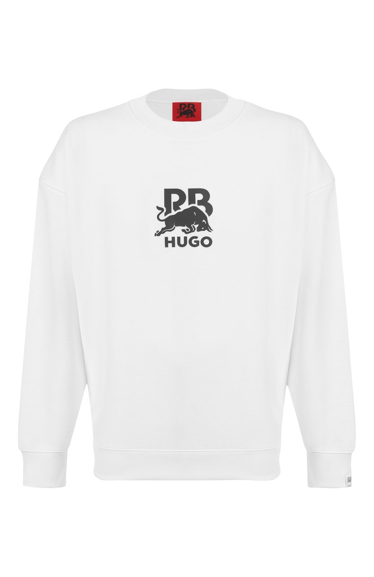 Мужской хлопковый свитшот hugo x rb HUGO белого цвета, арт. 50542806 | Фото 1 (Материал внешний: Хлопок; Длина (для топов): Стандартные; Рукава: Длинные; Принт: С принтом; Мужское Кросс-КТ: свитшот-одежда; Стили: Спорт-шик)