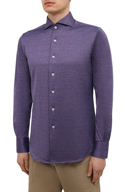 Хлопковая рубашка CANALI фиолетового цвета по цене 25500 руб., арт. L756/GN02381, фото 3 Хлопковая рубашка CANALI, арт. L756/GN02381, фото 3