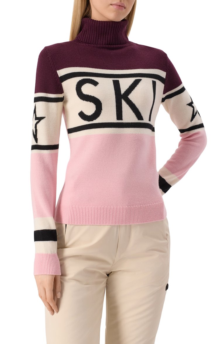 Женская шерстяная водолазка PERFECT MOMENT розового цвета, арт. W3000075/SCHILD SWEATER | Фото 3 (Рукава: Длинные; Длина (для топов): Стандартные; Материал внешний: Шерсть; Женское Кросс-КТ: Водолазка-одежда; Стили: Спорт-шик)