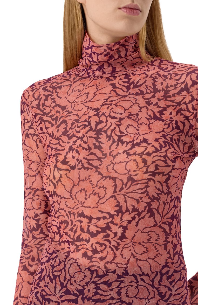 Женская водолазка DRIES VAN NOTEN розового цвета, арт. 251-011159-1619 | Фото 5 (Рукава: Длинные; Материал внешний: Синтетический материал; Длина (для топов): Стандартные; Женское Кросс-КТ: Водолазка-одежда; Стили: Кэжуэл)
