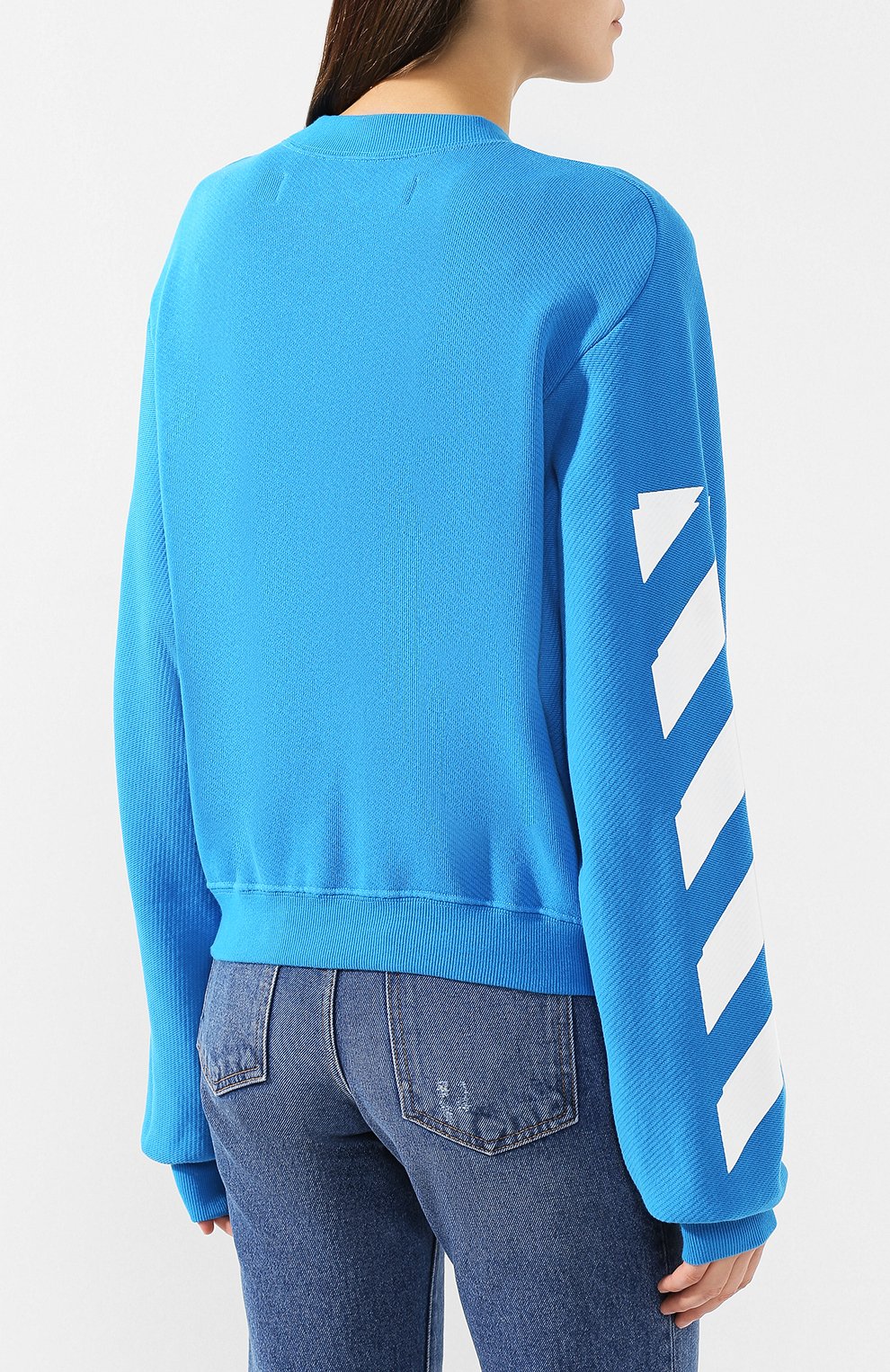 Хлопковый свитшот OFF-WHITE голубого цвета по цене 58900 руб., арт. 0WBA043R19C480693001, фото 4 Хлопковый свитшот OFF-WHITE, арт. 0WBA043R19C480693001, фото 4