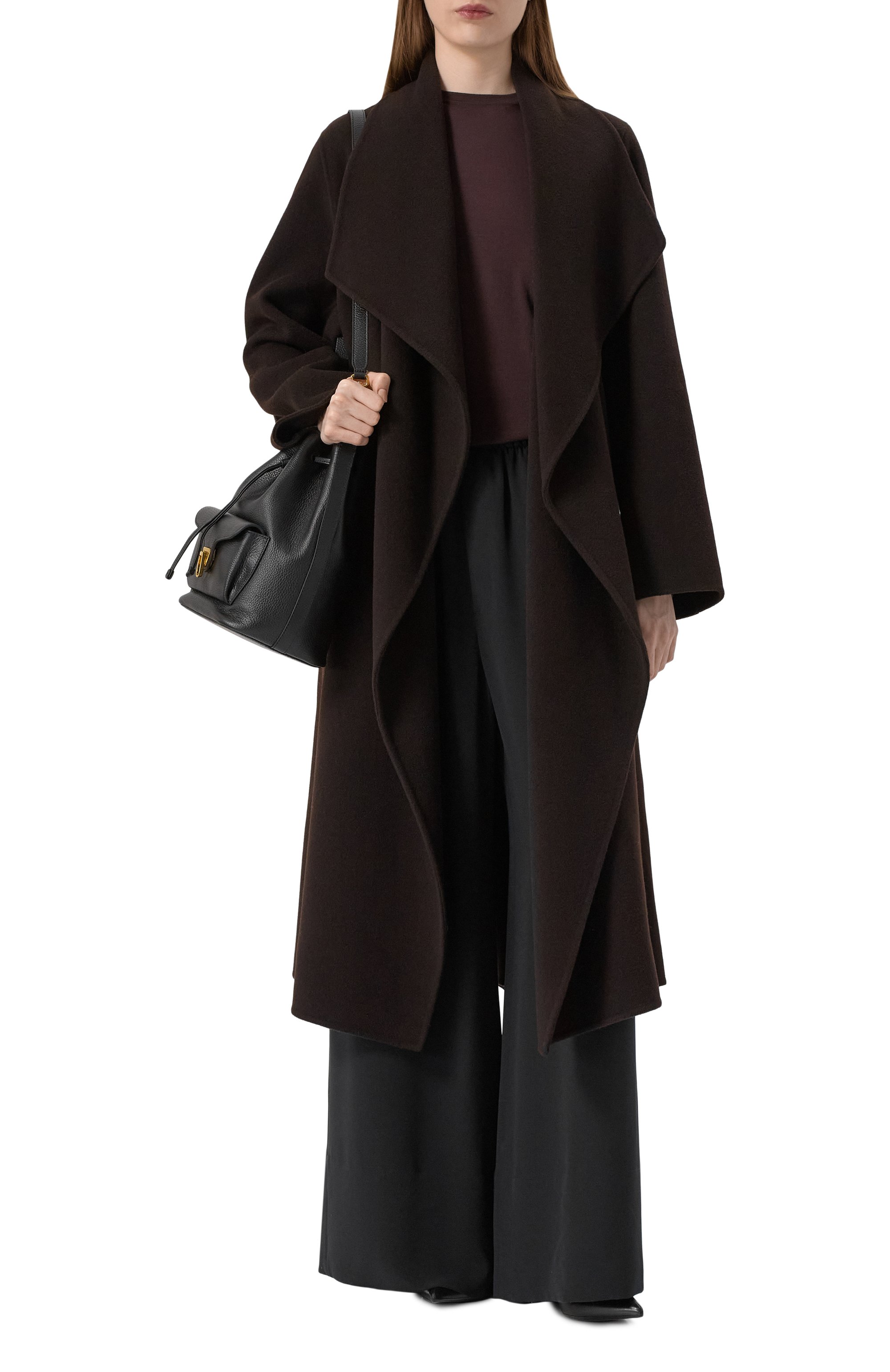 Шерстяное пальто IVY OAK темно-коричневого цвета по цене 65550 руб., арт. I0111048/CARRIE R0SE_, фото 2 Шерстяное пальто IVY OAK, арт. I0111048/CARRIE R0SE_, фото 2