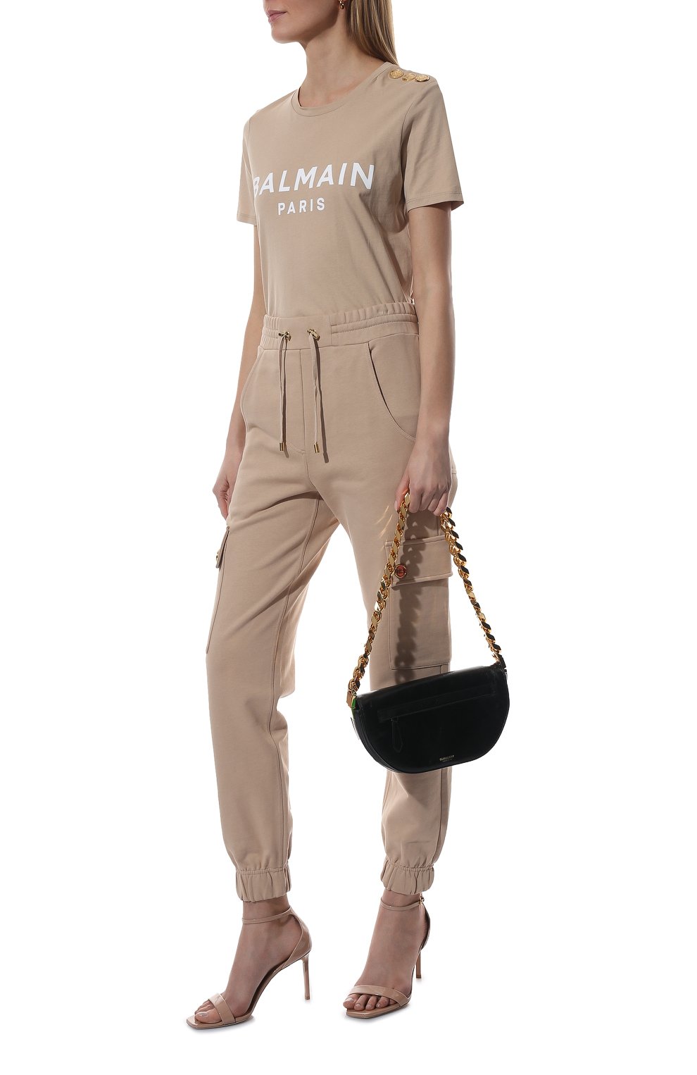 Хлопковые джоггеры BALMAIN бежевого цвета по цене 94750 руб., арт. XF10B055/JB13, фото 2 Хлопковые джоггеры BALMAIN, арт. XF10B055/JB13, фото 2