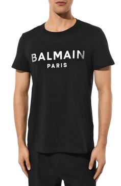 Мужская хлопковая футболка BALMAIN темно-синего цвета, арт. AH1EF000BB29 | Фото 3 (Рукава: Короткие; Длина (для топов): Стандартные; Принт: С принтом; Материал сплава: Проставлено; Материал внешний: Хлопок; Драгоценные камни: Проставлено; Стили: Кэжуэл)