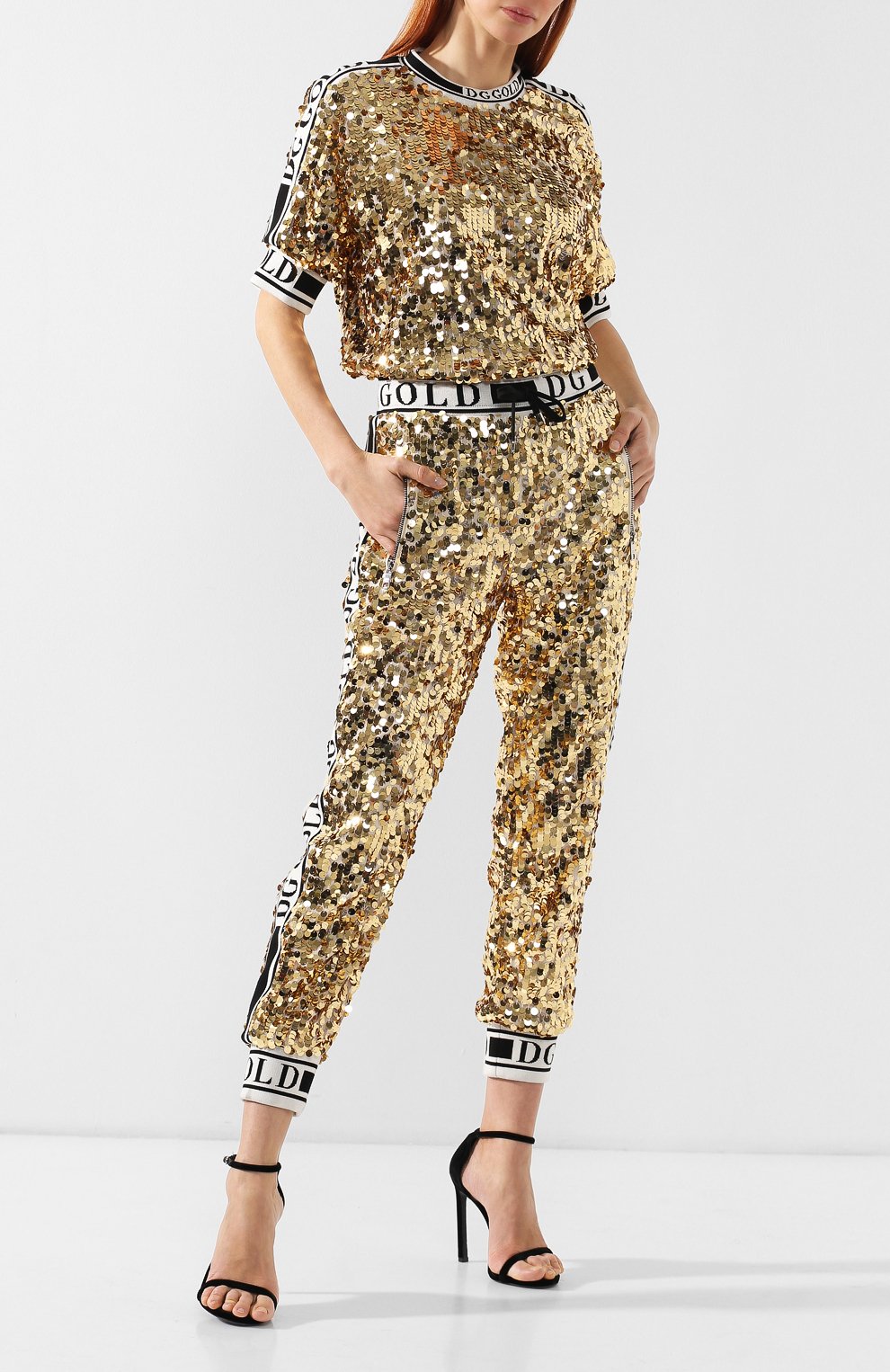 Джоггеры с пайетками DOLCE & GABBANA, арт. FTBBIT/FLSA8, фото 2