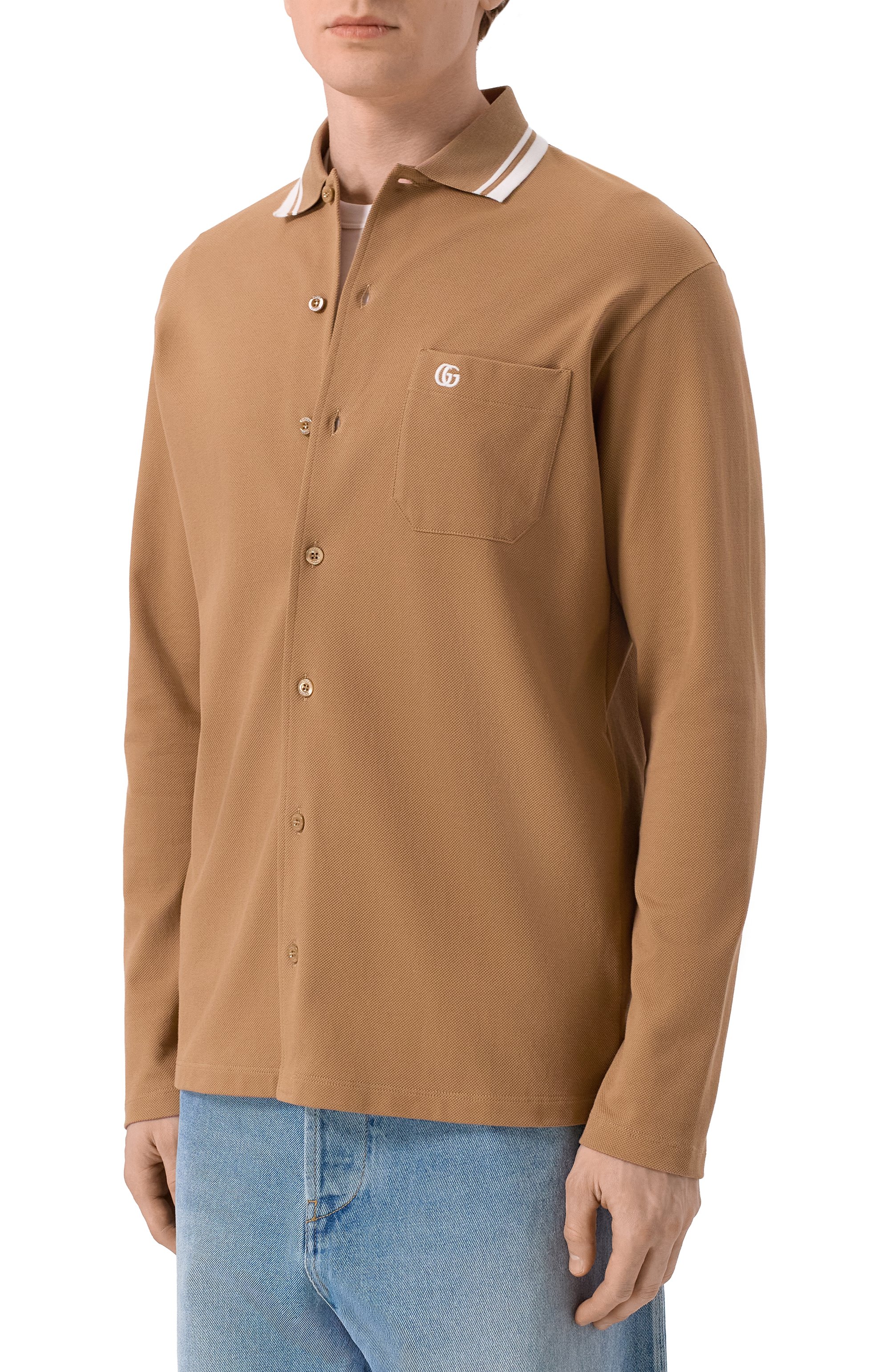 Хлопковая рубашка GUCCI бежевого цвета по цене 117000 руб., арт. 815513/XJG16, фото 3 Хлопковая рубашка GUCCI, арт. 815513/XJG16, фото 3