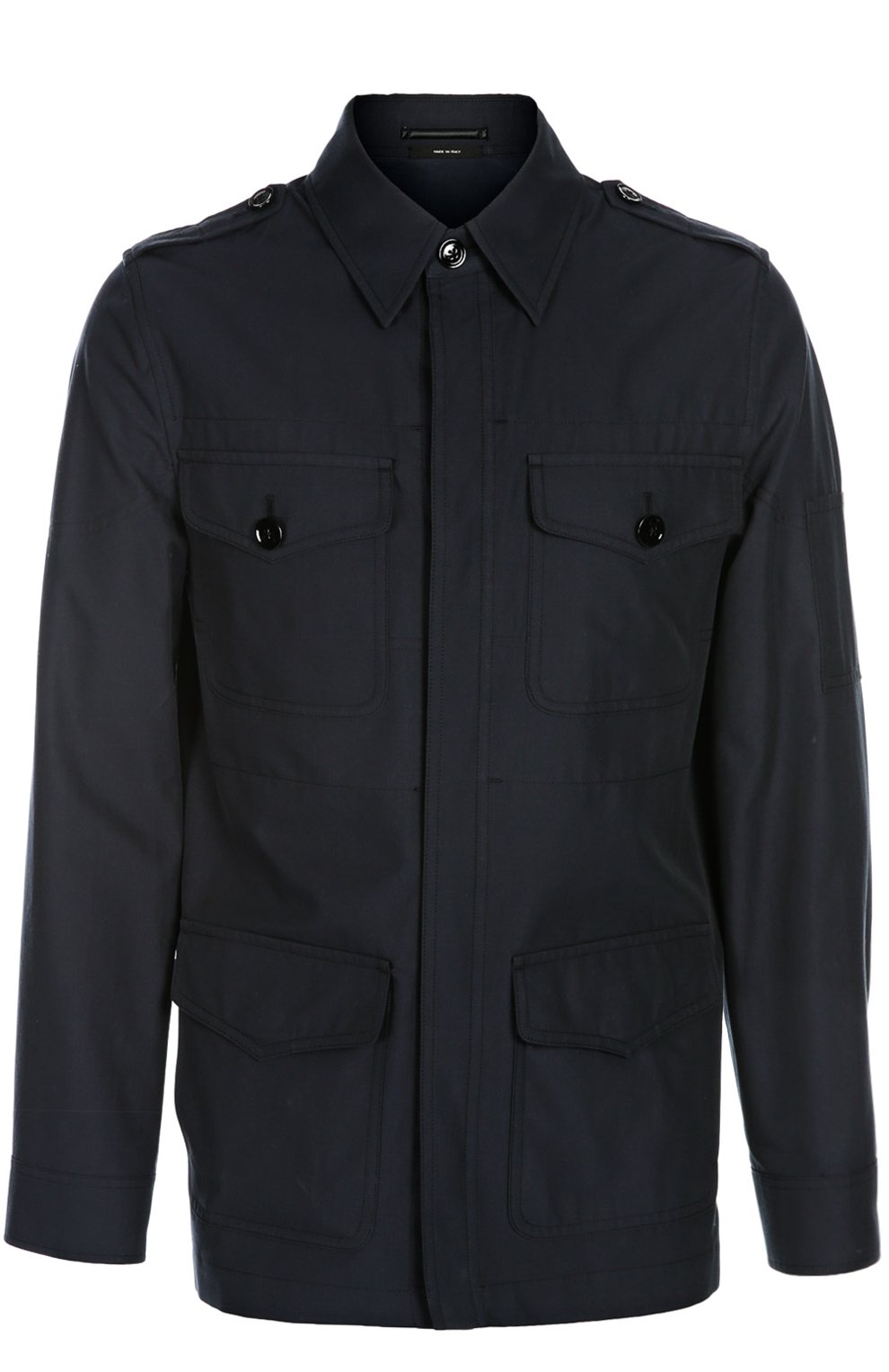 Хлопковая куртка-сафари на пуговицах TOM FORD темно-синего цвета по цене 230500 руб., арт. BI068TF0394, фото 1 Хлопковая куртка-сафари на пуговицах TOM FORD, арт. BI068TF0394, фото 1