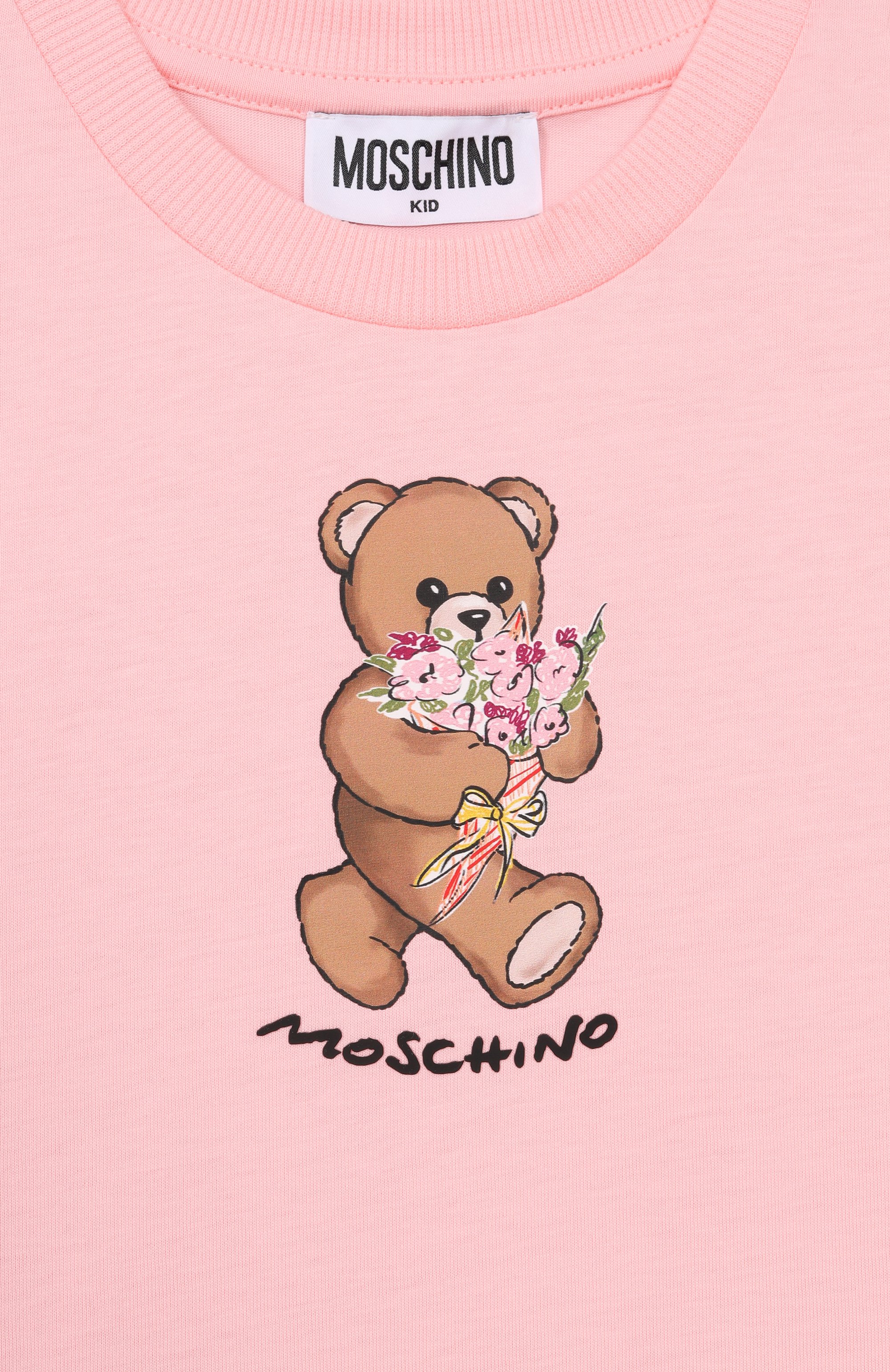 Хлопковая футболка MOSCHINO светло-розового цвета по цене 9580 руб., арт. HGM06K/LAA02_001, фото 3 Хлопковая футболка MOSCHINO, арт. HGM06K/LAA02_001, фото 3