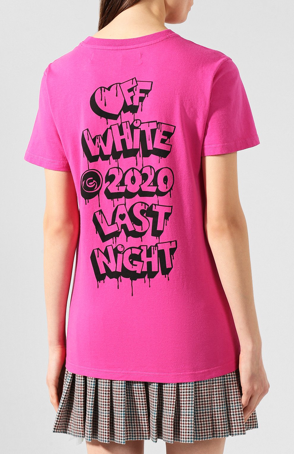 Хлопковая футболка OFF-WHITE фуксия цвета по цене 18050 руб., арт. 0WAA049F19B070662810, фото 4 Хлопковая футболка OFF-WHITE, арт. 0WAA049F19B070662810, фото 4
