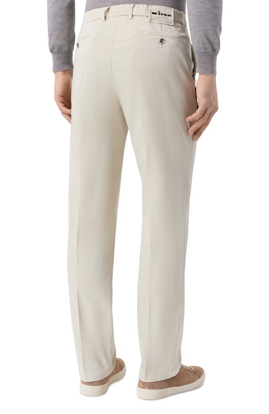 Хлопковые брюки Kiton UFPPERK0600H04 Бежевый  UFPPERK0600H04 Фото 4