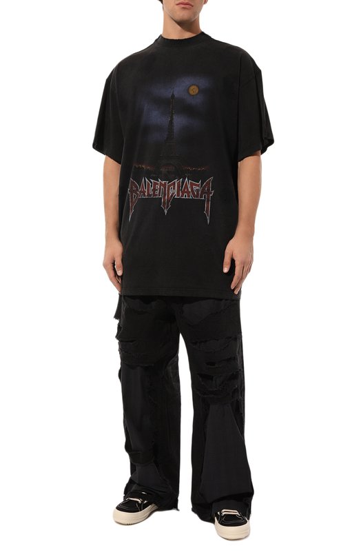 Хлопковая футболка Balenciaga 791615/TQVY2 Чёрный  791615/TQVY2 Фото 2