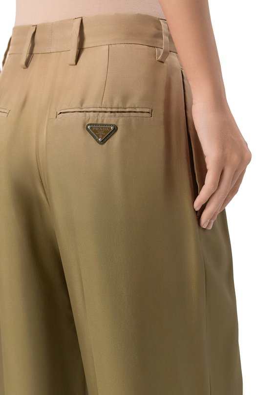 Шелковые брюки Prada P201I/14TF Хаки  P201I/14TF Фото 5