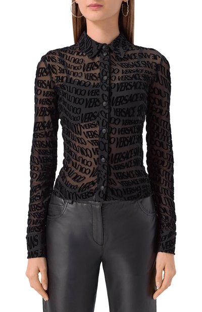 Блузка VERSACE JEANS COUTURE черного цвета по цене 35300 руб., арт. 79HAL213/JS490, фото 3 Блузка VERSACE JEANS COUTURE, арт. 79HAL213/JS490, фото 3
