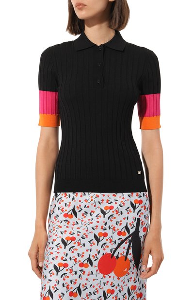 Поло из вискозы SONIA RYKIEL черного цвета по цене 39800 руб., арт. 23E62T56, фото 3 Поло из вискозы SONIA RYKIEL, арт. 23E62T56, фото 3