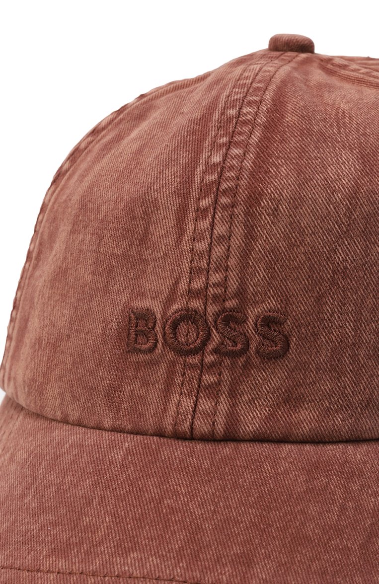 Женская хлопковая бейсболка BOSS коричневого цвета, арт. 50535682 | Фото 4 (Нос: Не проставлено; Материал: Текстиль, Хлопок)