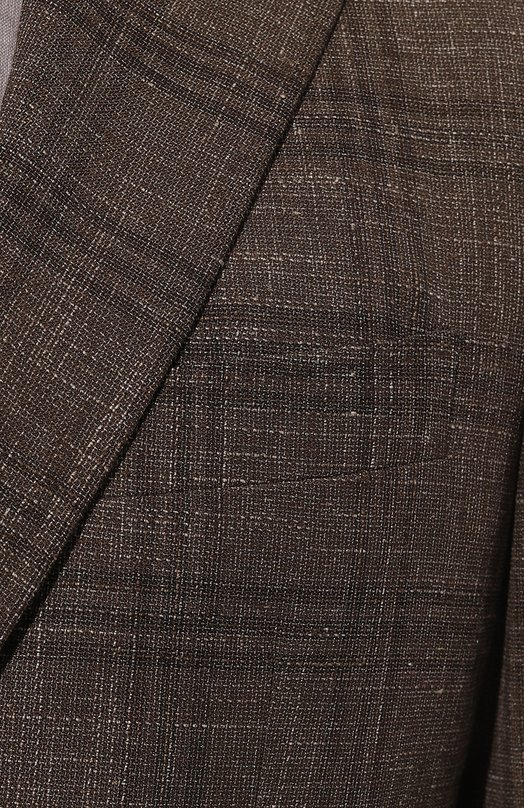 Пиджак из шерсти и хлопка Canali 13275/FC05154 Коричневый  13275/FC05154 Фото 5