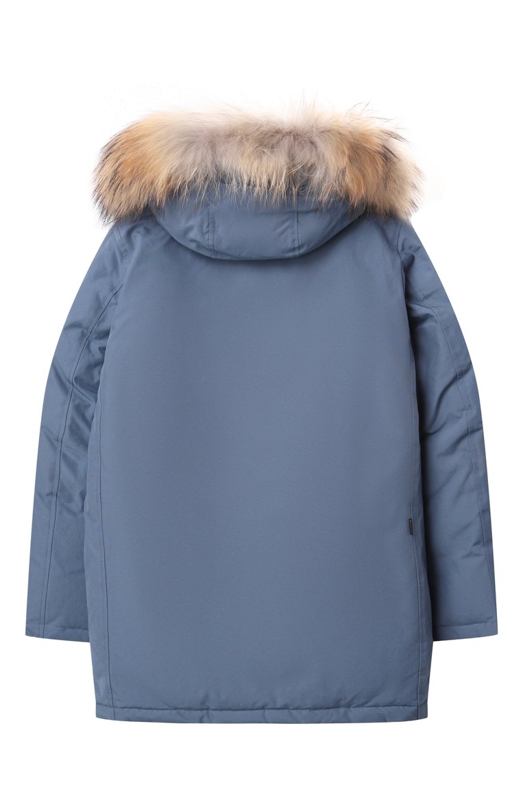 Детского пуховая парка WOOLRICH тёмно-голубого цвета, арт. CFWKOU0187MRUT0641 | Фото 2 (Материал утеплителя: Пух и перо; Рукава: Длинные; Мальчики Кросс-КТ: парка-верхняя одежда; Кросс-КТ: Зима; Материал внешний: Хлопок, Синтетический материал; Ростовка одежда: 6 лет | 116 см, 8 лет | 128 см, 10 - 11 лет | 140 - 146см, 12 лет | 152 см, 16 лет | 164 см)