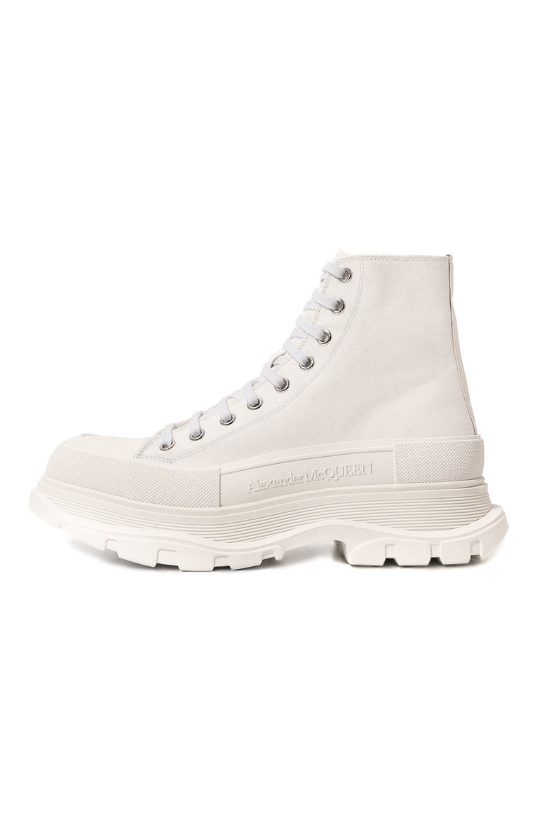 Мужские текстильные ботинки tread ALEXANDER MCQUEEN кремового цвета, арт. 705659/W4MV2 | Фото 4 (Каблук высота: Высокий; Подошва: Массивная; Материал внешний: Текстиль; Материал внутренний: Натуральная кожа; Мужское Кросс-КТ: Ботинки-обувь; Материал утеплителя: Без утеплителя)