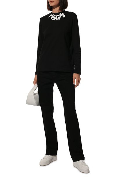 Хлопковый лонгслив MSGM черного цвета по цене 12800 руб., арт. 3341MDM169 227798, фото 2 Хлопковый лонгслив MSGM, арт. 3341MDM169 227798, фото 2