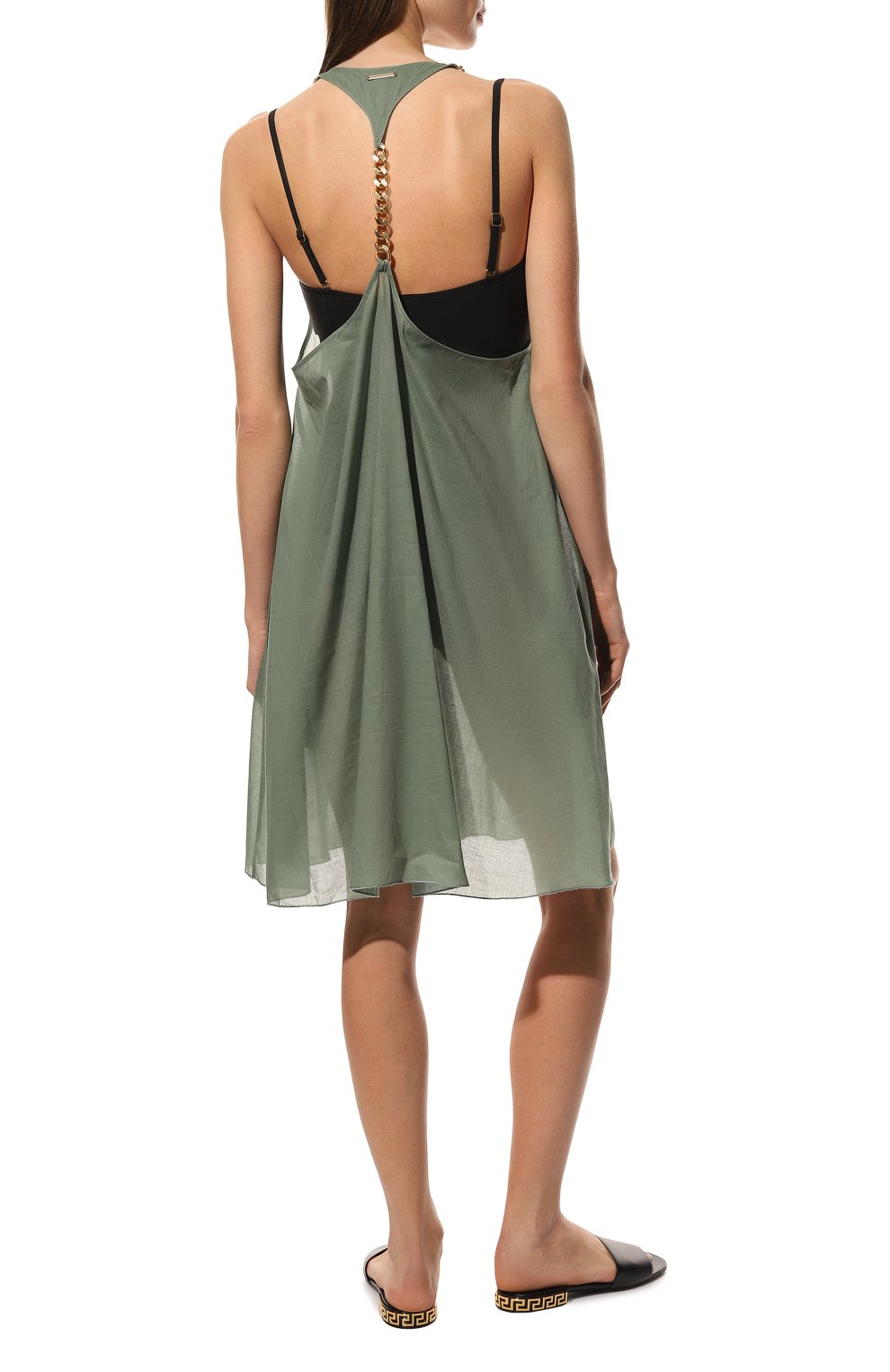 Хлопковое платье STELLA MCCARTNEY хаки цвета по цене 59950 руб., арт. S7A341650, фото 4 Хлопковое платье STELLA MCCARTNEY, арт. S7A341650, фото 4