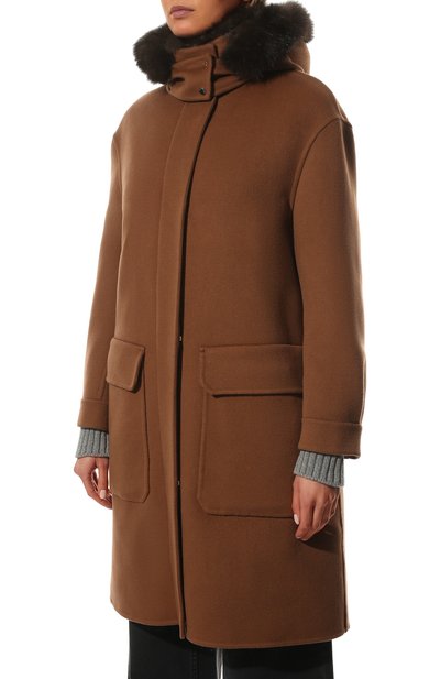 Кашемировое пальто с меховой отделкой LORO PIANA, арт. FAM0329, фото 3